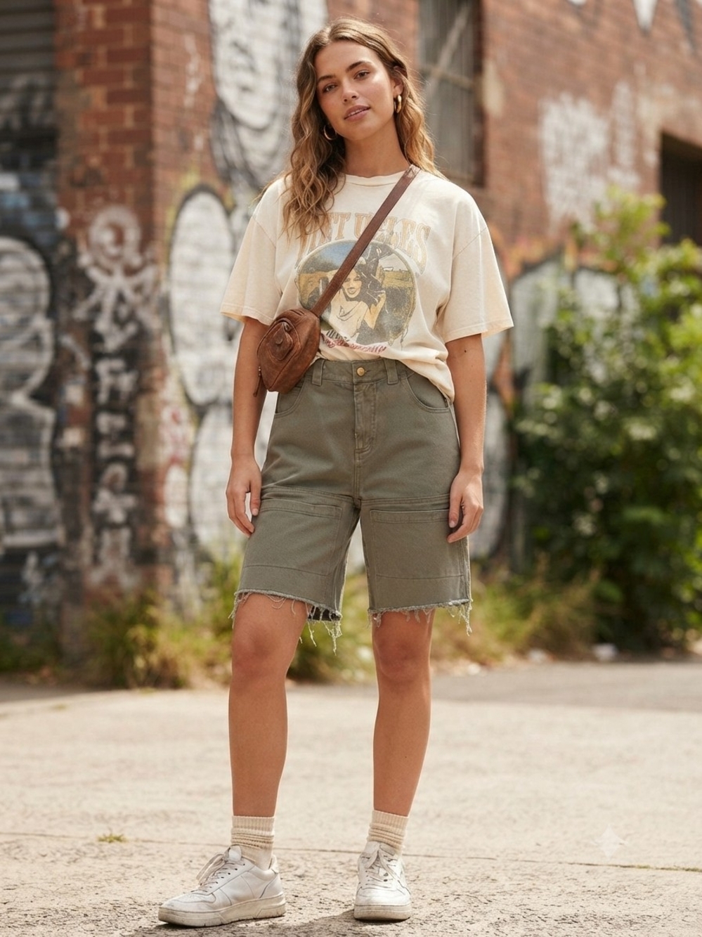 Afends Moss Utility Carpenter Denim Shorts - Moss Green - Size 26 (US 4)